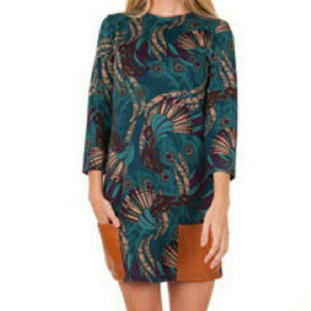 XS Peacock Long Sleeve Dress